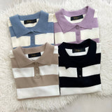 Preslie Collared Stripe Knit Top