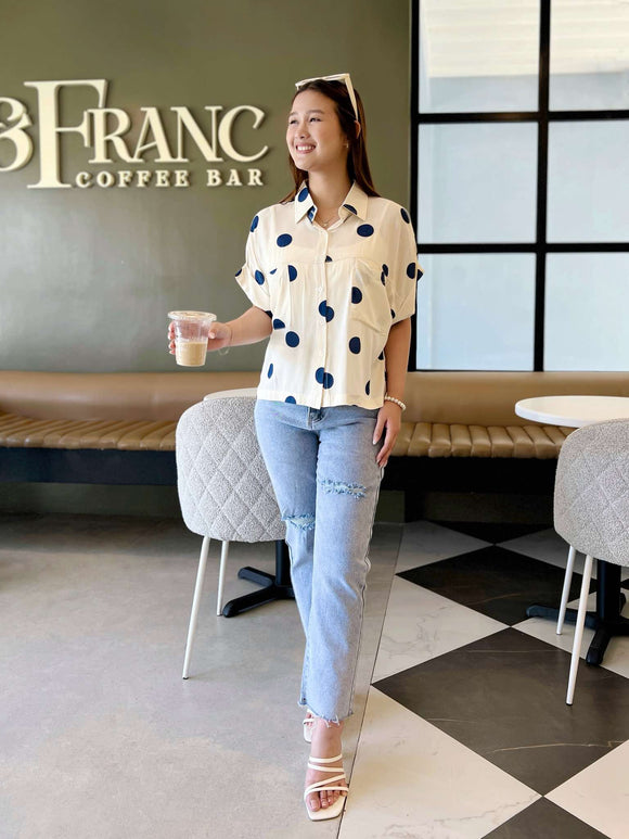Norah Buttondown Polka Top