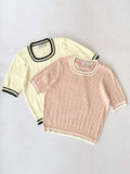 Naima Two-Toned Textured Knit Top