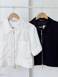 Esthel Zipper Collared Top