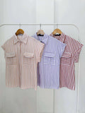 Nayna Buttondown Stripe Top
