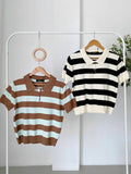 Waylin Collared Stripe Knit Top