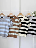 Waylin Collared Stripe Knit Top