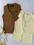 Noem Premium Two-Way Zipper Knit Top