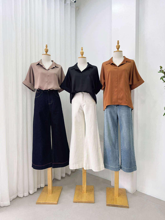 Rhoda Collared Silk Top