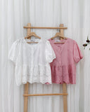 Niana Buttondown Puffsleeve Top