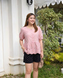 Niana Buttondown Puffsleeve Top