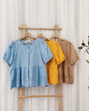 Niana Buttondown Puffsleeve Top