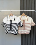 Amren Textured Stripe Knit Top