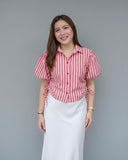 Daniele Puff Sleeves Buttondown Stripe Top
