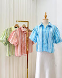 Chani Puff Sleeves Buttondown Stripe Top