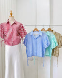 Daniele Puff Sleeves Buttondown Stripe Top