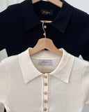 Cera Collared Rib Knit Top