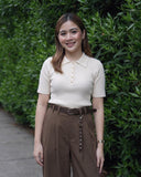 Cera Collared Rib Knit Top