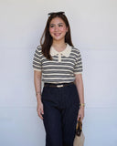 Neriva Collared Stripe Knit Top