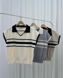 Neda Collared Stripe Knit Top