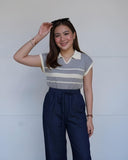 Neda Collared Stripe Knit Top
