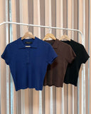 Orlia Collared Rib Knit Top