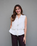 Via Zip-Up Peplum Vest Top