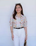 Leany Premium Collared Floral Top