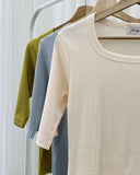 Jiliann 3/4 Rib Knit Top