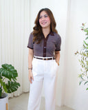 Almae Collared Rib Knit Top