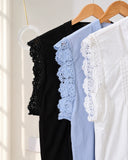 Loreen Premium Lace-Detail Buttondown Top
