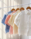Marilen Puffsleeve Lace-Detail Top