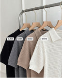 Ayana Textured Collared Knit Top
