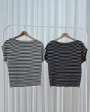 Christine Premium Boat-Neck Stripe Knit Top
