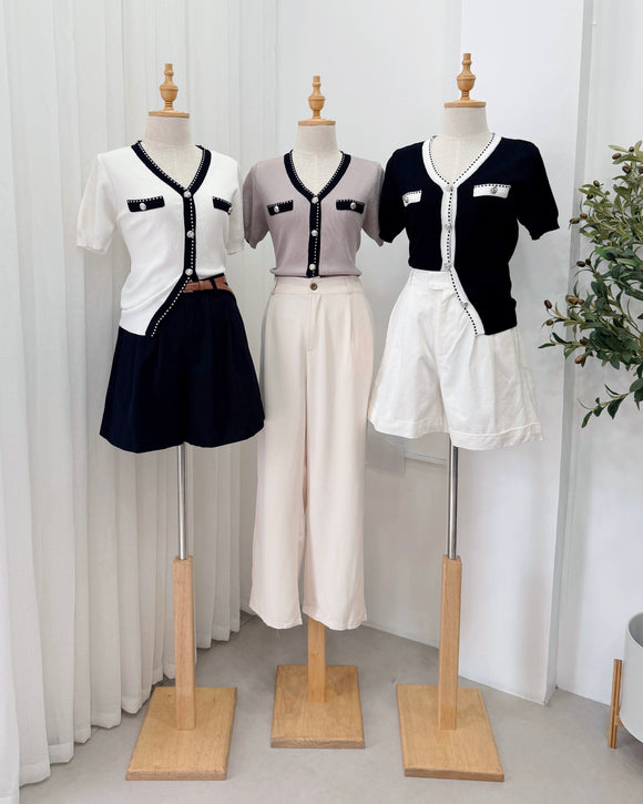 Cerille Premium Two-Tone Knit Top