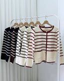 Evly Knit Stripe Cardigan Top