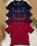 Devie Collared Knit Top