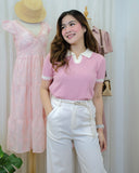 Leyla Textured Collared Knit Top