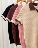 Leyla Textured Collared Knit Top