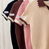 Leyla Textured Collared Knit Top
