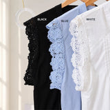 Loreen Premium Lace-Detail Buttondown Top