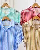 Daniele Puff Sleeves Buttondown Stripe Top