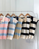 Nyles Collared Stripe Knit Top