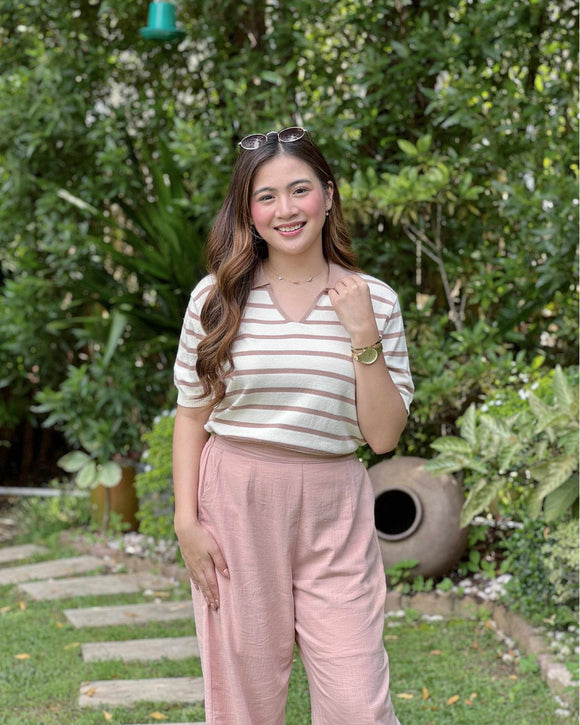 Lesley Collared Stripe Knit Top