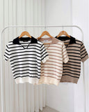 Lesley Collared Stripe Knit Top