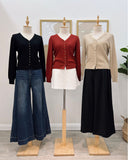 Cerise Premium Cardigan Knit Top