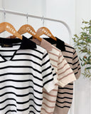 Lesley Collared Stripe Knit Top