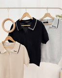 Trace Collared Knit Top