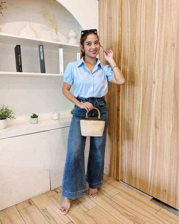 Elyza Collared Puffsleeve Top