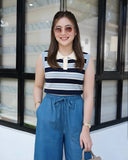 Yelena Premium Collared Stripe Knit Top