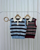 Yelena Premium Collared Stripe Knit Top
