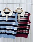 Yelena Premium Collared Stripe Knit Top