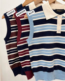 Yelena Premium Collared Stripe Knit Top