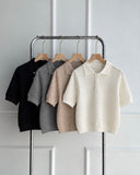 Ayana Textured Collared Knit Top
